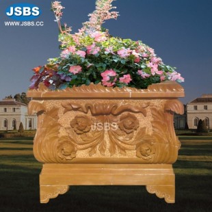 Red Square Flower Marble Planter, Red Square Flower Marble Planter